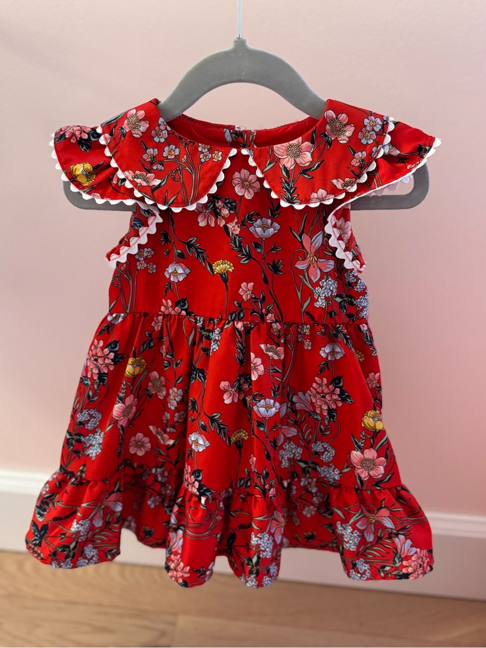 NWT Janie and Jack Red Floral Ruffle Collar Dress